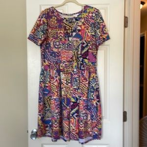LulaRoe 3x multi colored zipper back dress